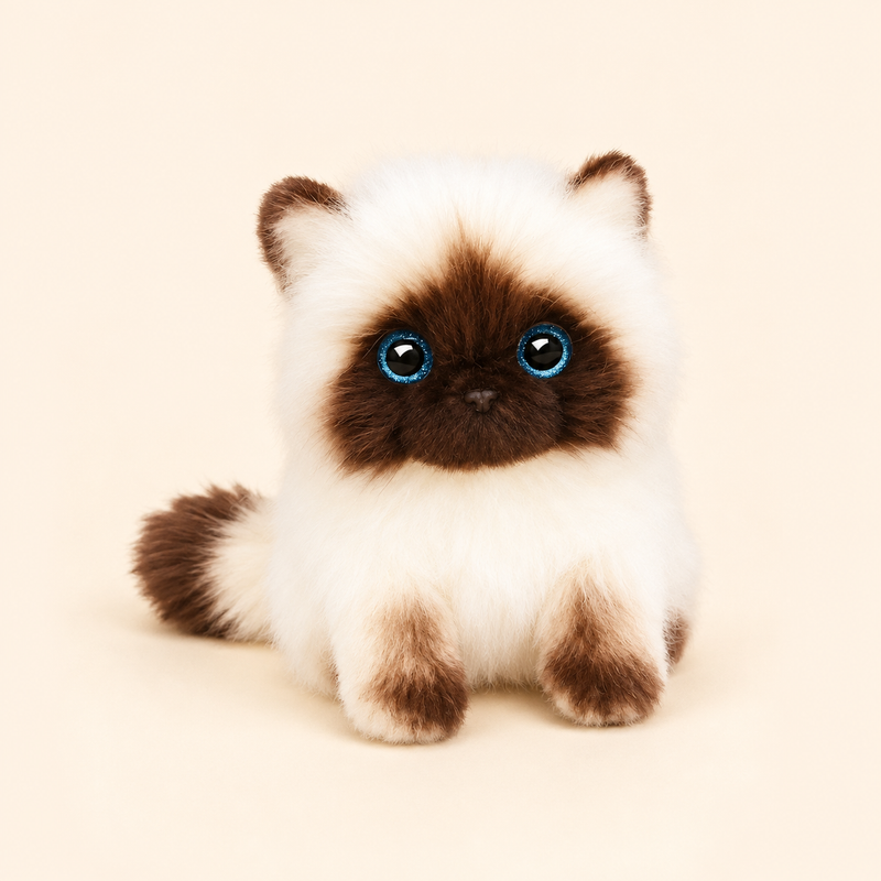 Realistic Plush Cat – Soft Decorative Stuffed Animal with Blue Eyes