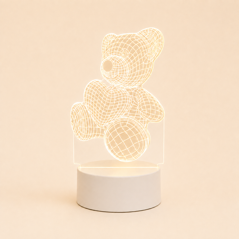 3D Bear LED Night Light – Warm Decorative Glow with USB