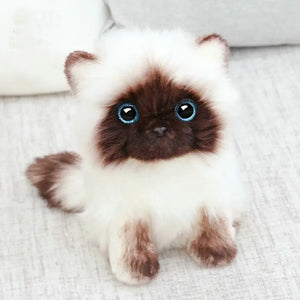 Realistic Plush Cat – Soft Decorative Stuffed Animal with Blue Eyes