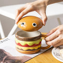Burger-Shaped Ceramic Mug – 300ml with Lid