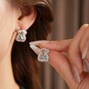 Bear Necklace & Earrings Set – Stainless Steel with Blue Zircon