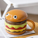 Burger-Shaped Ceramic Mug – 300ml with Lid