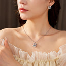 Bear Necklace & Earrings Set – Stainless Steel with Blue Zircon