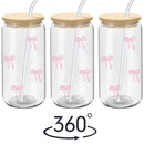 500ml Glass Tumbler with Lid & Straw – Charming Bow Design