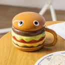 Burger-Shaped Ceramic Mug – 300ml with Lid